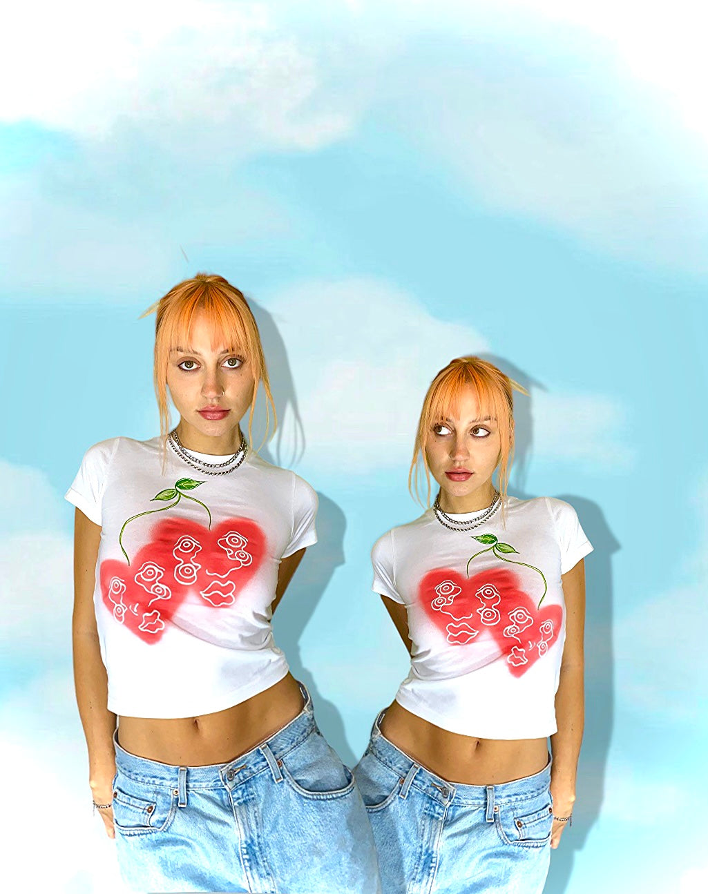 SALE - Cherry Heart Baby Tee