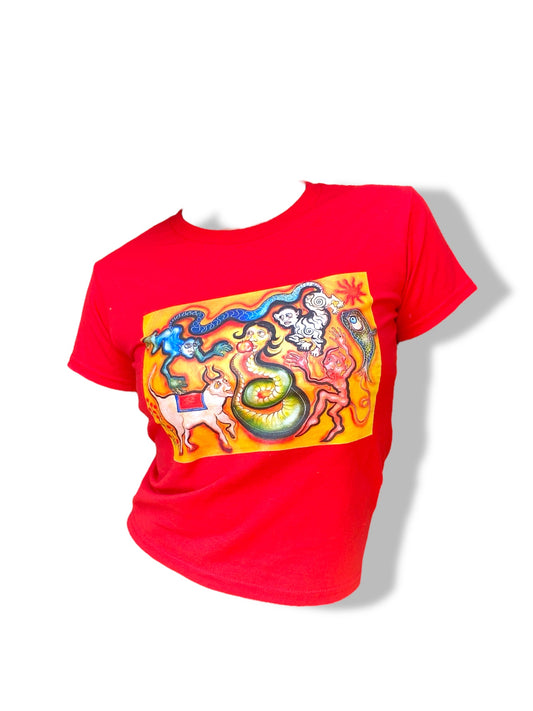 Art Print Tee in Red