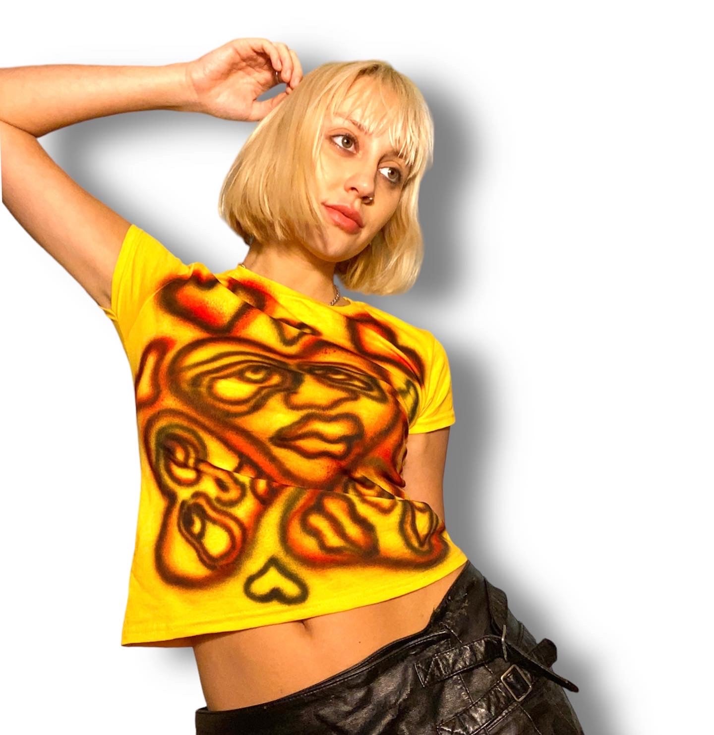 Yellow 1/1 airbrush baby tee