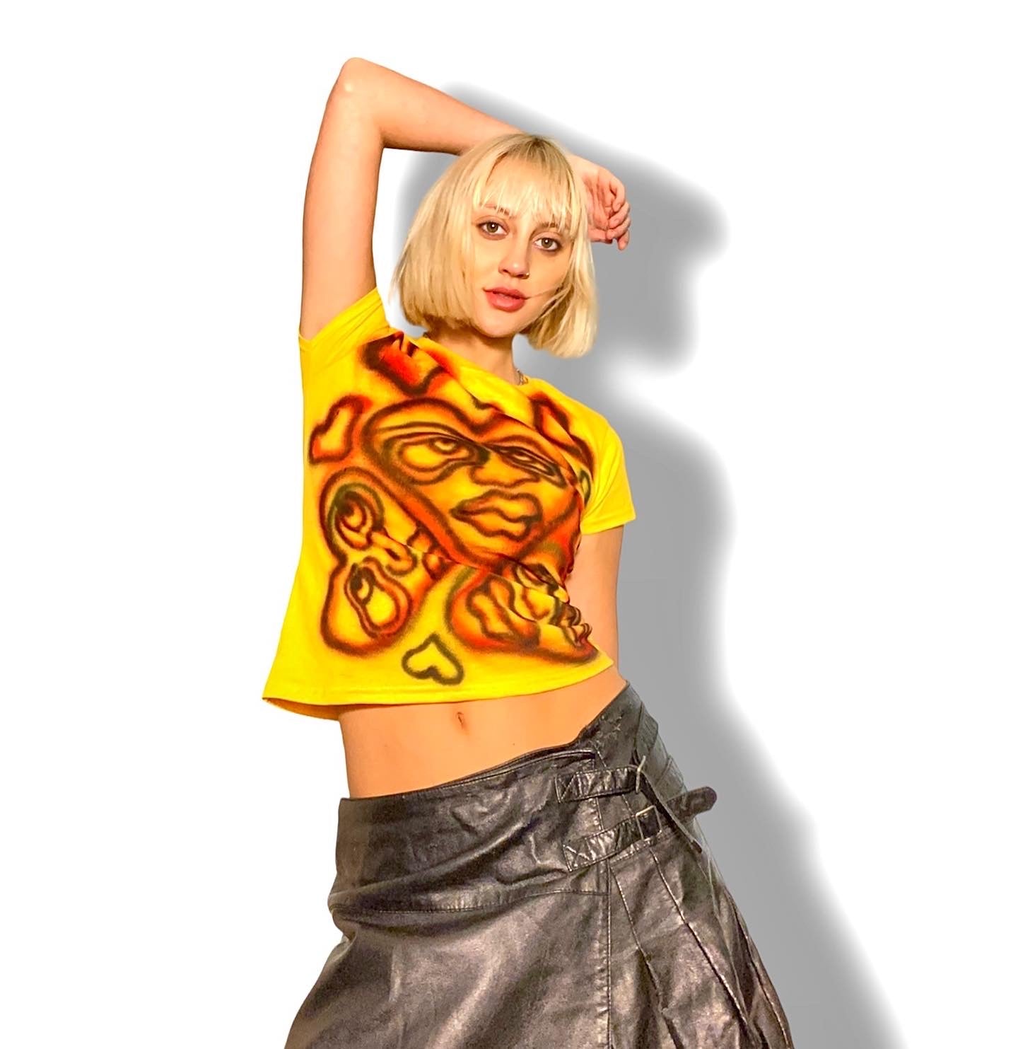 Yellow 1/1 airbrush baby tee